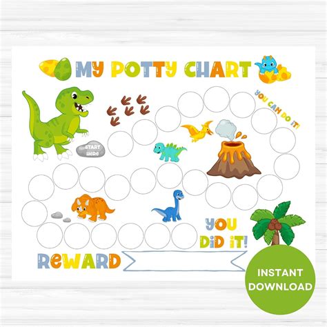 Dinosaur potty chart printable potty training chart boy sticker chart ...