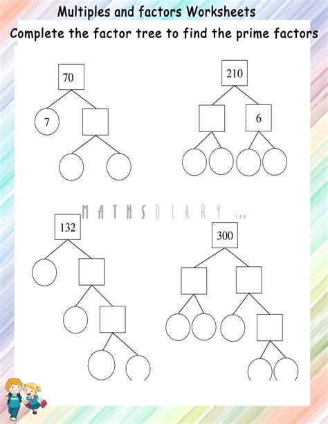 Factor Tree Worksheets - Math Worksheets - MathsDiary.com