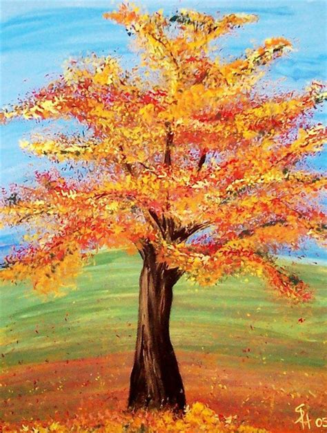 Fall canvas painting, Tree painting canvas, Autumn painting