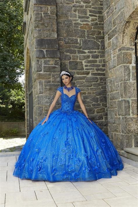 French Novelty: Vizcaya 89343 Glitter 3D Flower Quinceanera Dress