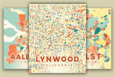 Lynwood California Colorful Map Graphic by Poster Boutique · Creative ...