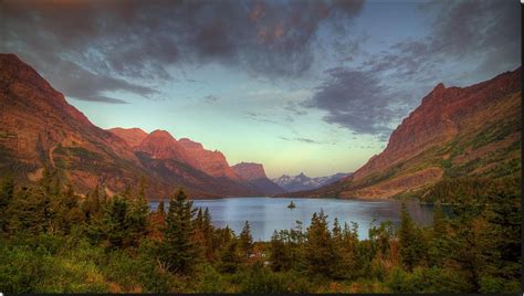 wild, Goose, Island, On, Saint, Mary, Lake, At, Sunrise, Glacier ...