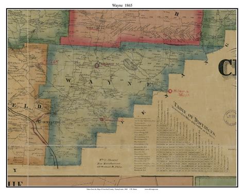 Wayne, Pennsylvania 1865 Old Town Map Custom Print - Crawford Co. - OLD ...