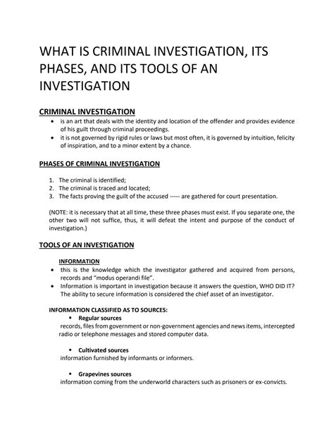 SOLUTION: What is criminal investigation its phases and its tools of an ...