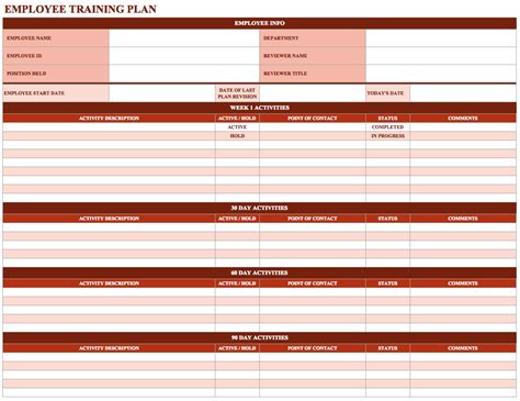 Training Plan Template Excel Free Download