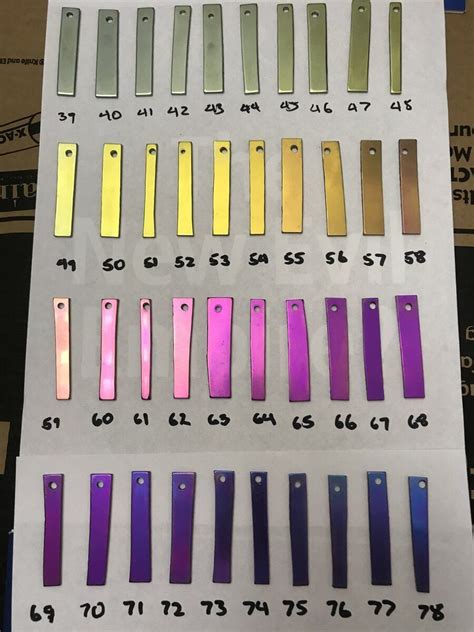 Anodized Titanium Color Chart 9 thru 90 Volts