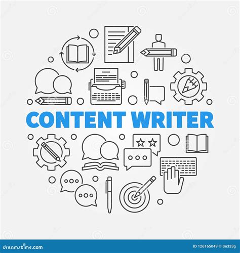 Content Writer Vector Round Outline Illustration Stock Vector ...