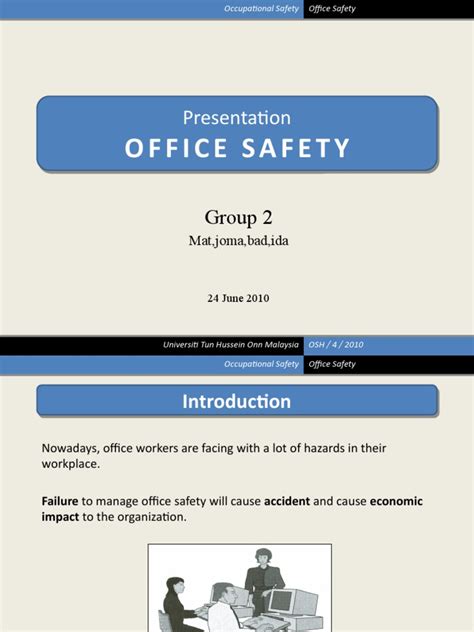 Presentation Office Safety | PDF | Occupational Safety And Health ...