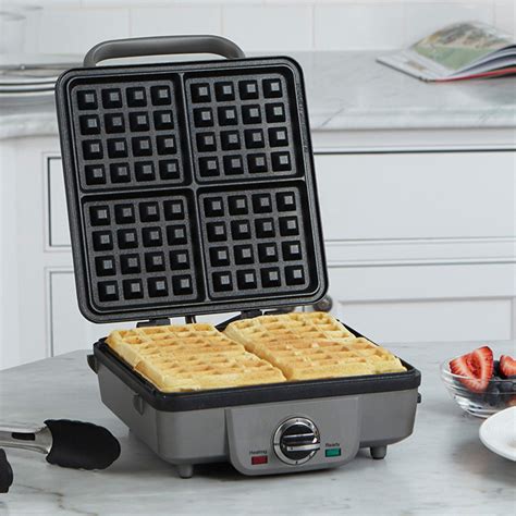 Buy Breakfast Central Belgian Waffle Maker with Pancake Plates, Brushed ...