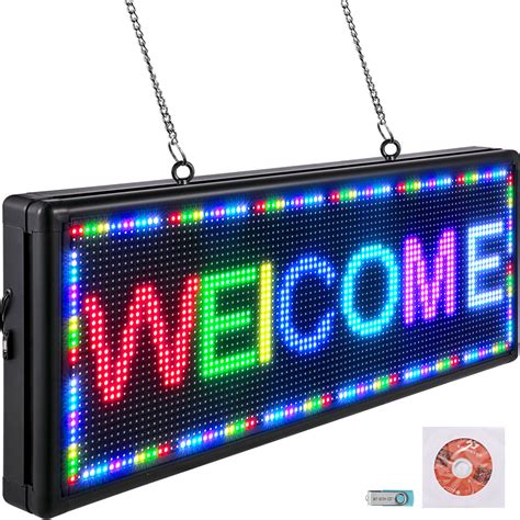 VEVOR Led Sign 40 x 15 inch Digital Sign 96 x 96 HD Resolution Seven ...