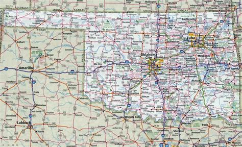 Oklahoma state large detailed roads and highways map with all cities ...