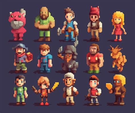 Premium Photo | Pixel art of video game characters