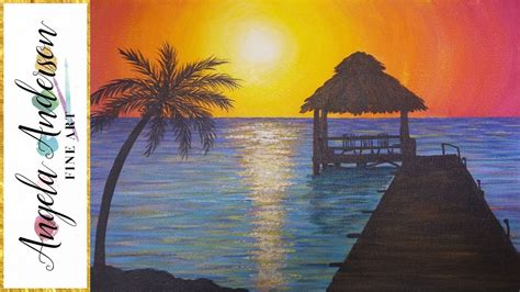 beach sunset acrylic painting tutorial - Shirlene Smothers