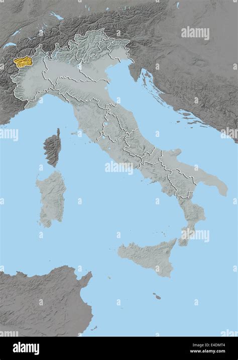 Region of Aosta Valley, Italy, Relief Map Stock Photo - Alamy