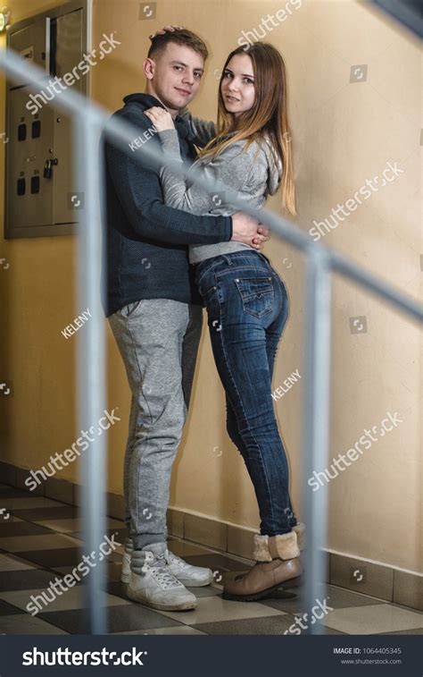 Adult Teenagers Boyfriend Girlfriend Hugging Each Stock Photo ...