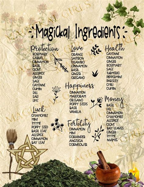 Magickal Ingredients - Printable | Book of shadows, Witch spell book ...