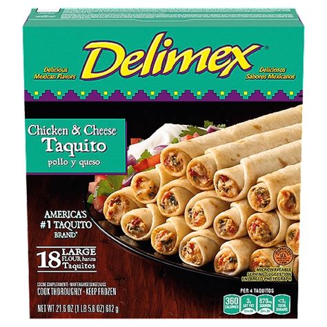 Delimex Chicken & Cheese Large Flour Taquitos Frozen Snacks, 18 ct Box ...