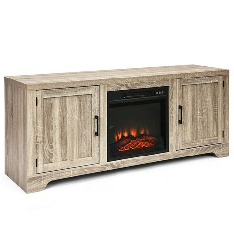 Gymax 1400W Electric Fireplace TV Stand Storage Cabinet Console &Heater ...