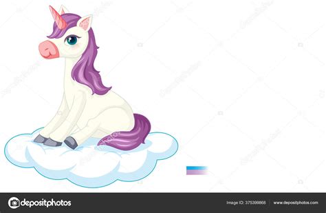 Cute Purple Unicorn Sitting Position White Background Illustration ...