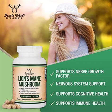 Lions Mane Mushroom Supplement Capsules (Two Month Supply - 120 Count ...