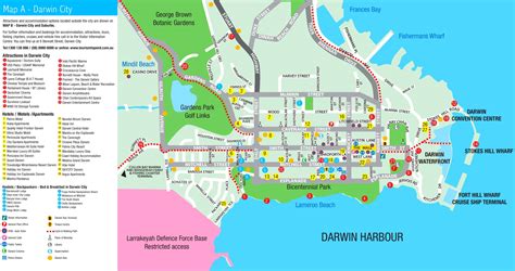 Darwin hotels and sightseeings map - Ontheworldmap.com