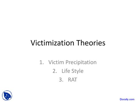 Victimization Theories - Criminology - Lecture Slides - Docsity