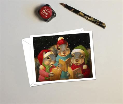 Christmas Carolling Squirrel Cards - Squirrel Christmas Card - Singing ...