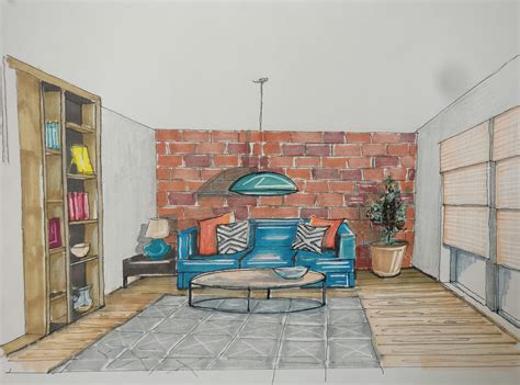 Living Room One Point Perspective Drawing | Bryont Blog