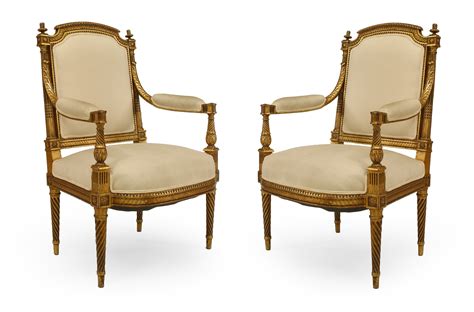 French louis xvi gilt arm chairs