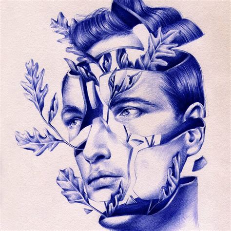 Surreal Drawings Created From Ballpoint Pen and Embroidery by Nuria ...