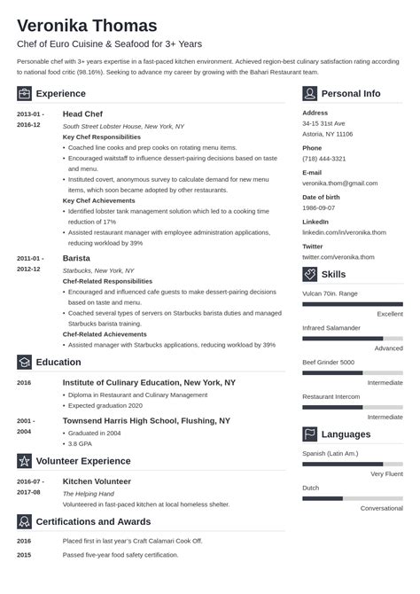 Chef Resume Examples, Skills + Template for 2024