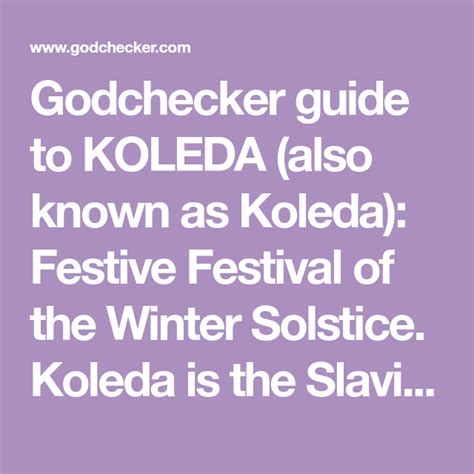 Godchecker guide to KOLEDA (also known as Koleda): Festive Festival of ...