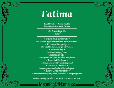 Fatima - Meaning of Name