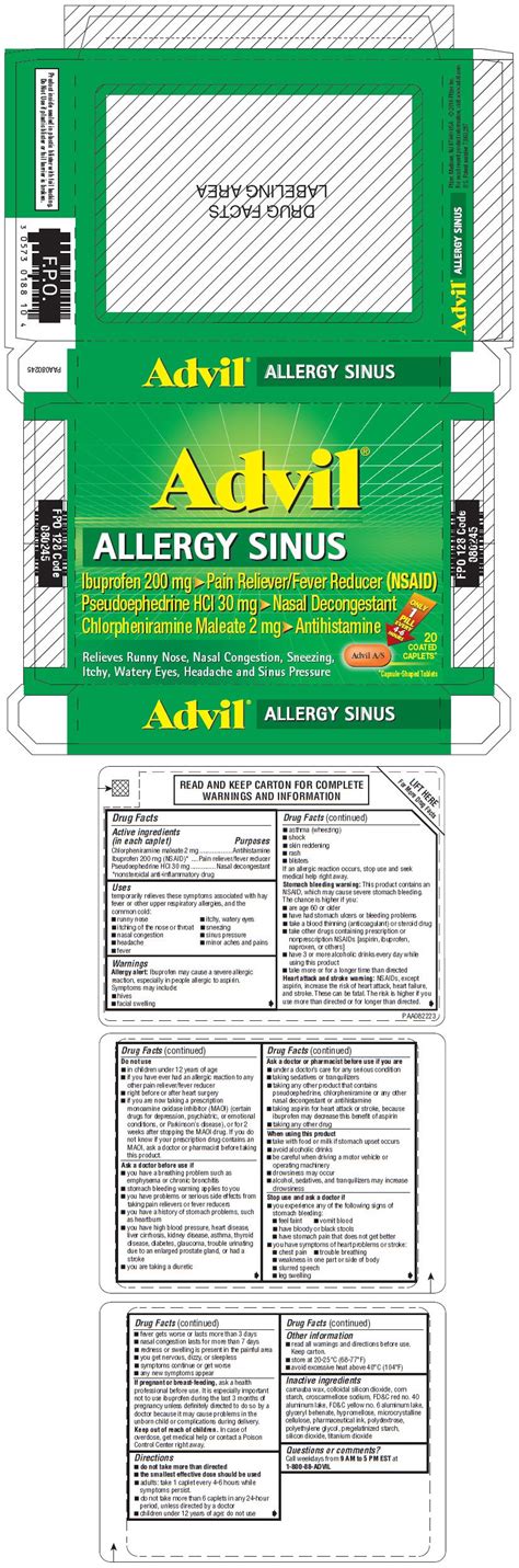 ADVIL ALLERGY SINUS (tablet, coated) Wyeth Consumer Healthcare LLC