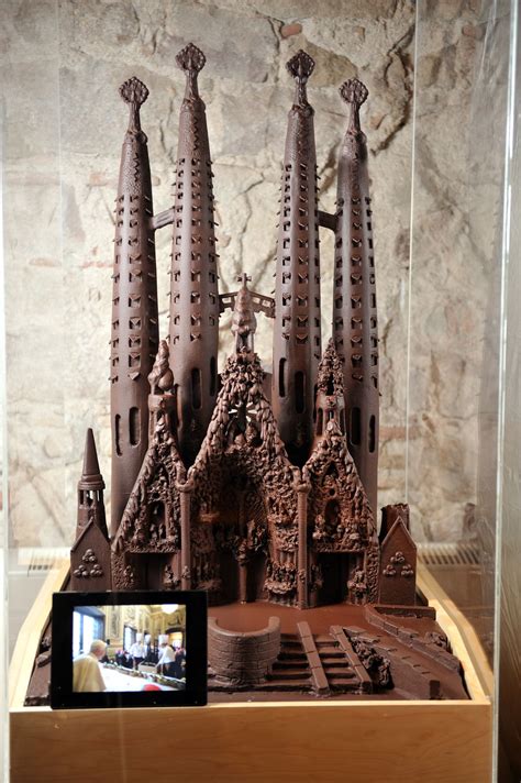 Lekkere reproductie van de Sagrada Família in het Chocolademuseum