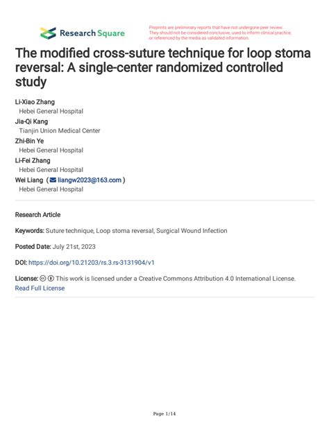 (PDF) The modified cross-suture technique for loop stoma reversal: A ...