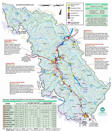 Map of Jasper National Park, Alberta, Canada | Jasper national park ...