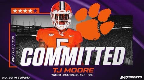 Top247 WR TJ Moore commits to Clemson