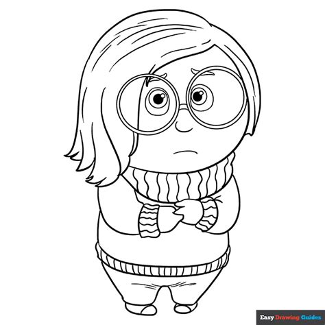 Sadness from Inside Out Coloring Page | Easy Drawing Guides