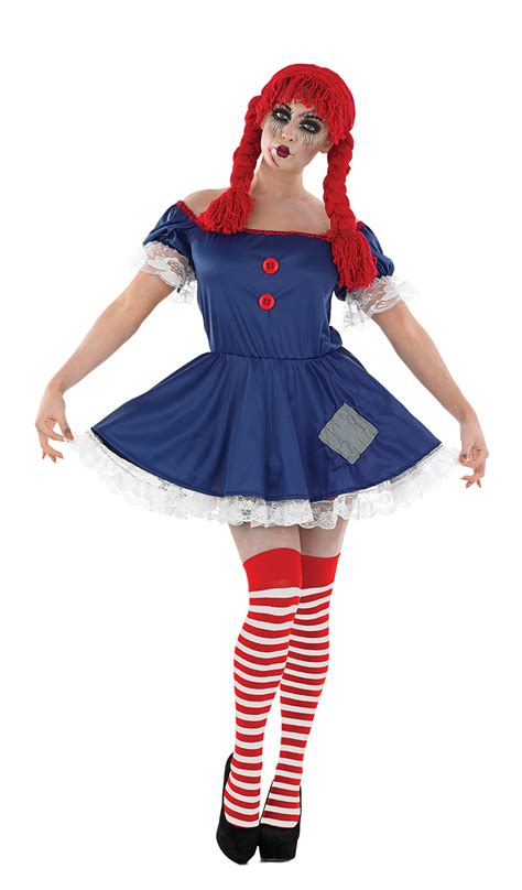 Living Rag Doll Ladies Fancy Dress Halloween Spooky Dolly Womens Adults ...