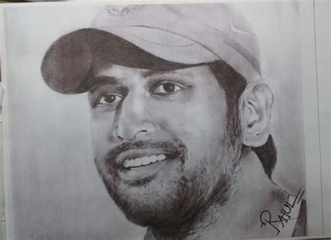 Pencil Sketch Of MS Dhoni - Desi Painters