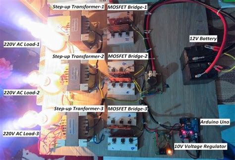 Practical implementation of the designed three-phase inverter in its ON ...