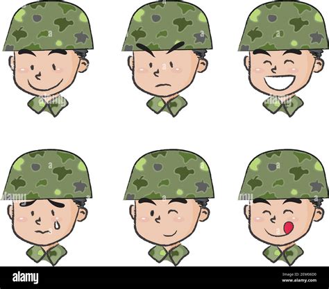 vector cartoon soldier face emoji set Stock Vector Image & Art - Alamy