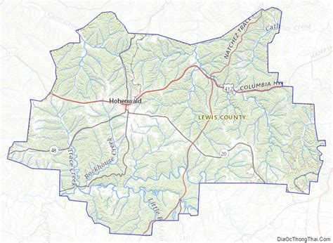 Map of Lewis County, Tennessee - Thong Thai Real