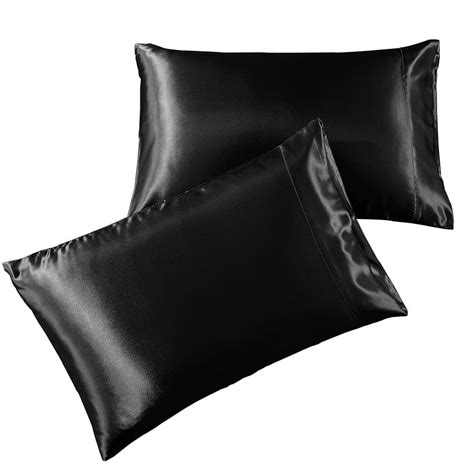 Satin Pillowcase Queen [2-Pack, Black] - Hotel Luxury Silky Pillow ...