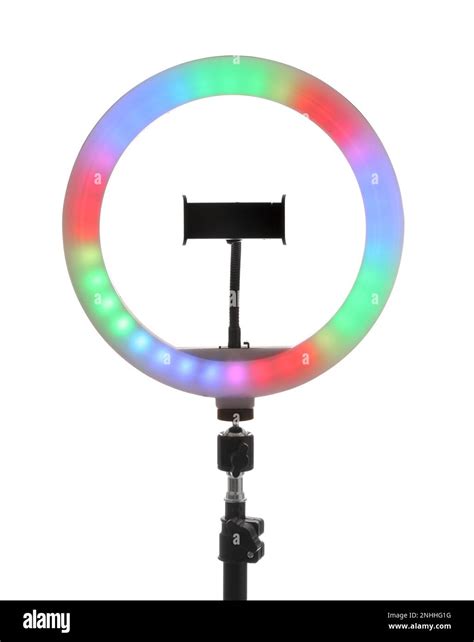 Tripod with ring light isolated on white Stock Photo - Alamy