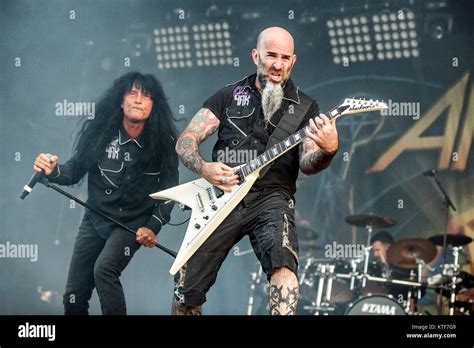 The American thrash metal band Anthrax performs a live concert at the ...