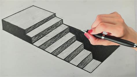 Very Easy ! How To Draw 3D Staps & Stairs ! Optical Illusion Drawing ...