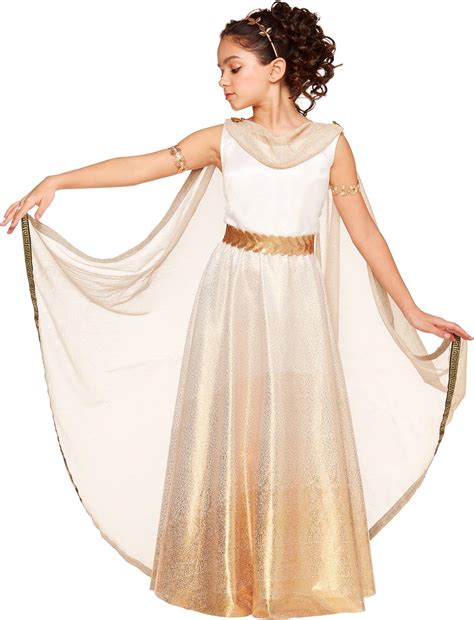 Amazon.com: Spirit Halloween Kids Goddess Costume, White, Gold ...