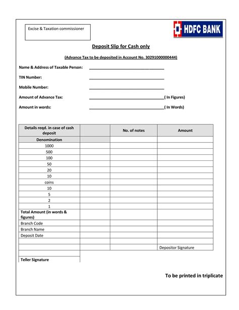 Printable Bank Deposit Slip Template - IMAGESEE